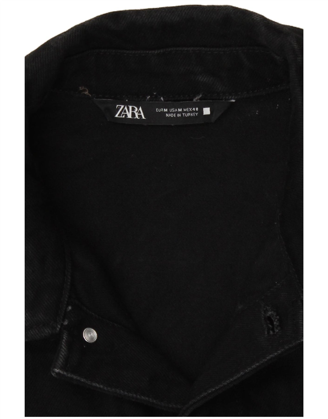 Zara Ανδρικό Τζιν Μπουφάν UK 38 Μεσαίο Μαύρο Βαμβακερό
