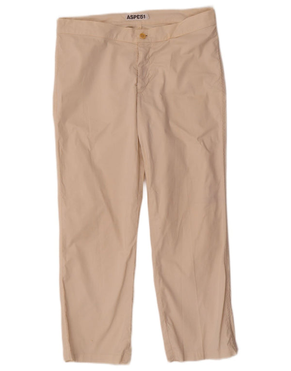 Aspesi Γυναικείο ίσιο κομμένο παντελόνι IT 44 Medium W30 L23 Beige βαμβακερό