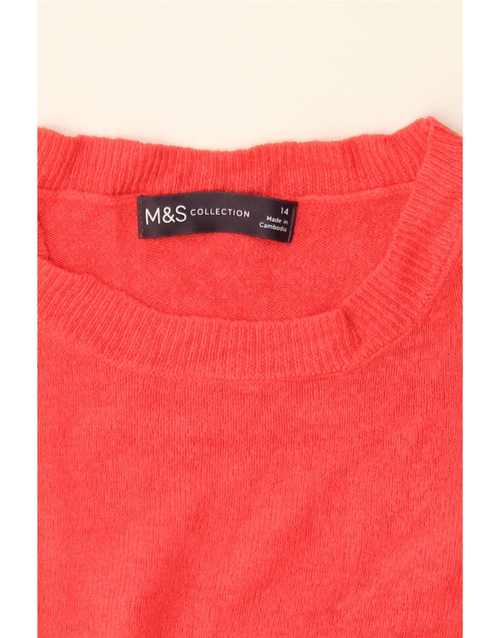 MARKS & SPENCER Womens Crop Crew Neck Jumper Sweater UK 14 Large Red Vintage Marks & Spencer and Second-Hand Marks & Spencer from Messina Hembry 