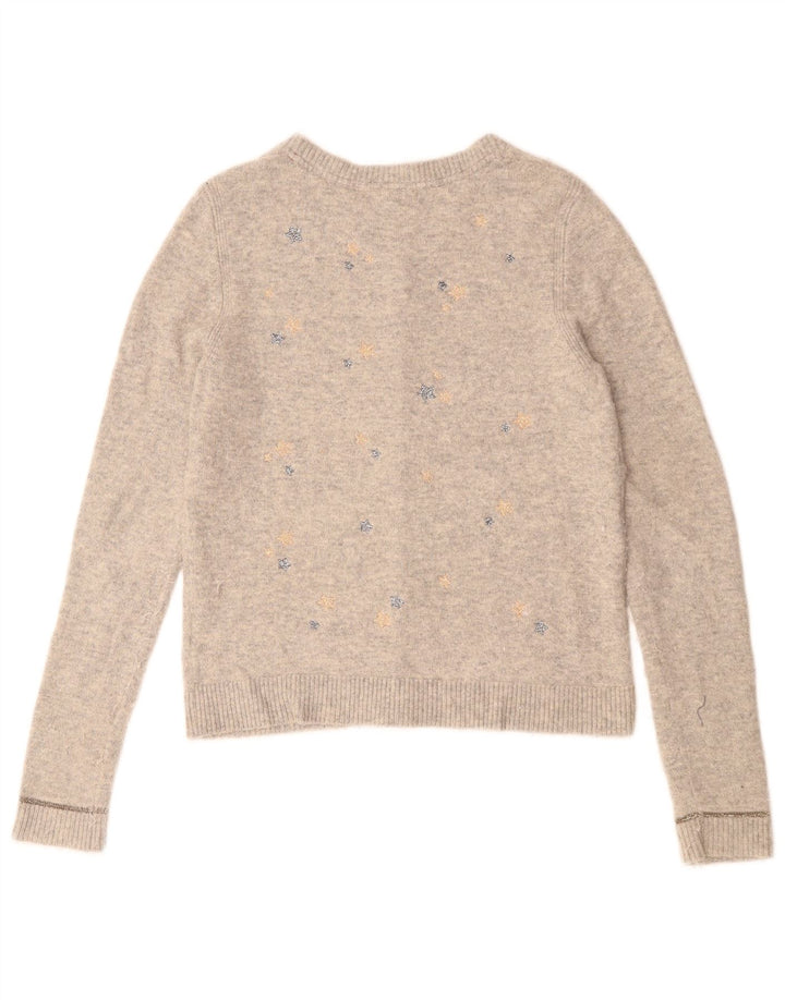 WHITE STUFF Γυναικείο πουλόβερ ζακέτα με αφηρημένο σχέδιο UK 10 Small Grey