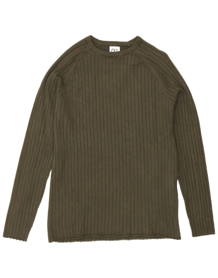 Ανδρικό πουλόβερ Zara Crew Neck Jumper Medium Khaki