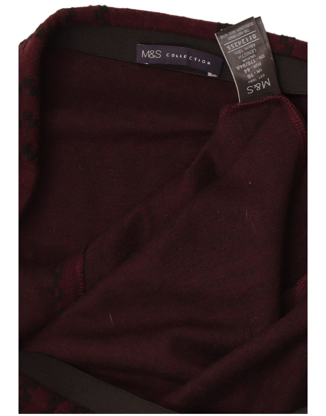Marks & Spencer Γυναικεία Μίνι Φούστα UK 16 Μεγάλη W34 Βουργουνδία Check Polyester