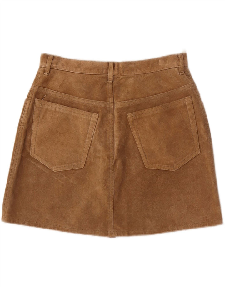 Sisley Γυναικεία Suede Mini Φούστα IT 44 Medium W28 Καφέ Δερμάτινο