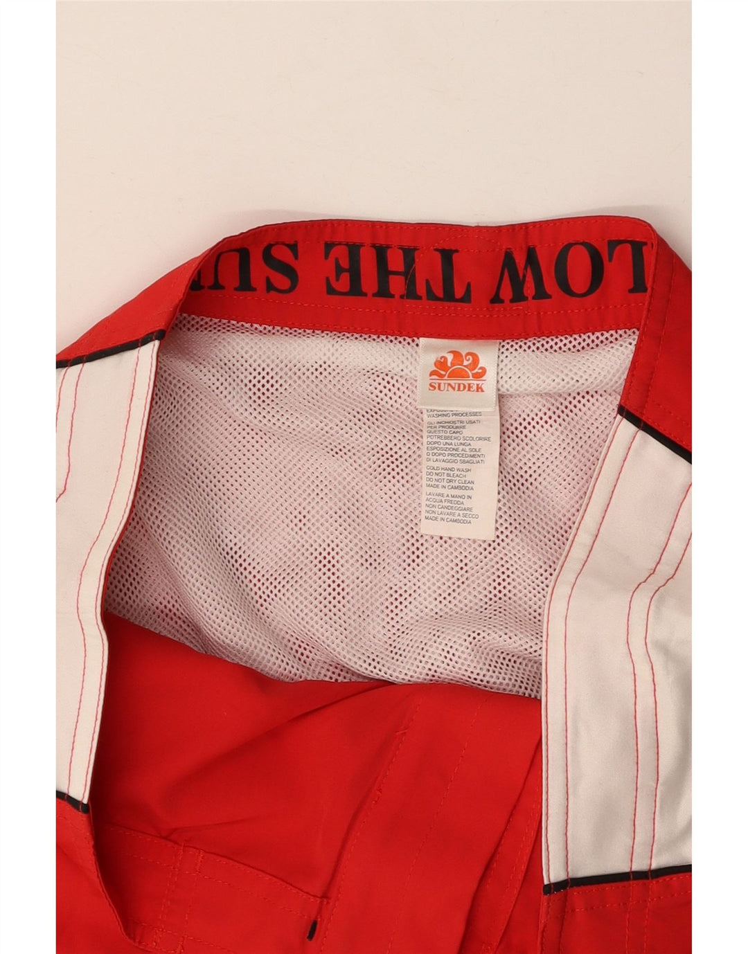 Ανδρικό γραφικό σορτς κολύμβησης SUNDEK με μεγάλο κόκκινο χρώμα πολυεστέρα
