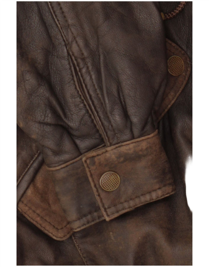 VINTAGE Γυναικείο Δερμάτινο Παλτό EU 38 Δερμάτινο Μεσαίο Καφέ