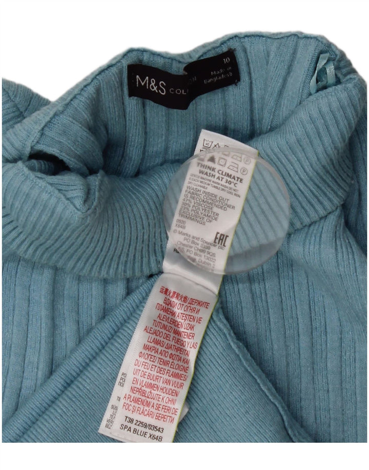 Marks & Spencer Γυναικείο πουλόβερ με λαιμό χελώνα UK 10 Small Blue Viscose