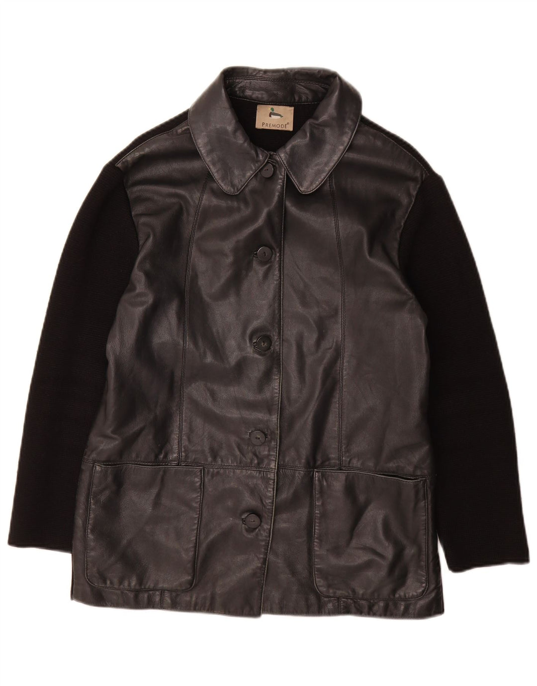 Premode Γυναικείο Δερμάτινο Μπουφάν UK 12 Μεσαίο Μαύρο Δερμάτινο