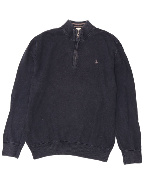Jack Wills Ανδρικό πουλόβερ με φερμουάρ XL Μπλε βαμβακερό