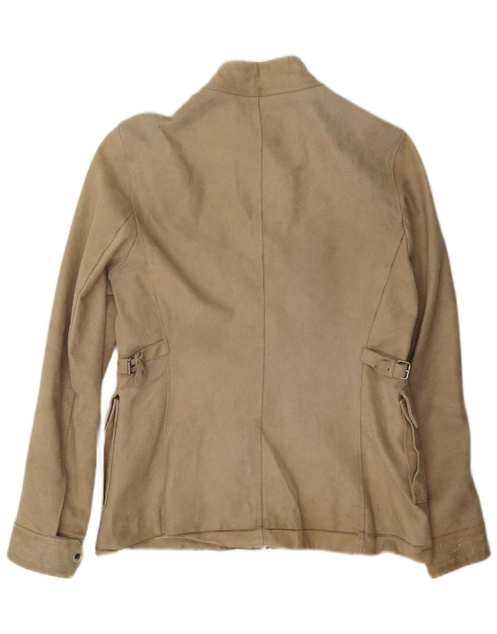Vintage Γυναικείο Suede Jacket UK 14 Large Beige Leather