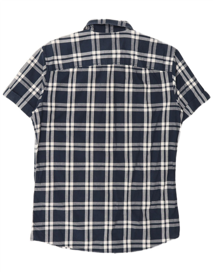 Jack & Jones Ανδρικό κοντομάνικο πουκάμισο με μεσαίο μπλε ναυτικό καρό βαμβακερό
