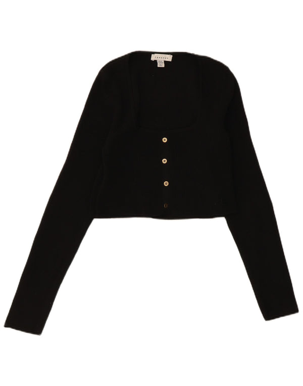 Zara Γυναικεία ζακέτα Crop UK 12 Medium Black Polyester