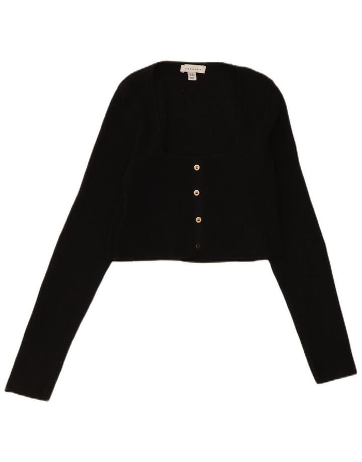 Zara Γυναικεία ζακέτα Crop UK 12 Medium Black Polyester