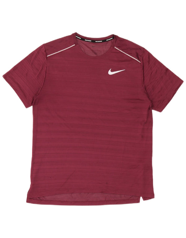 Ανδρικό μπλουζάκι Nike Dri Fit Top μεγάλο μπορντό ριγέ πολυεστέρα