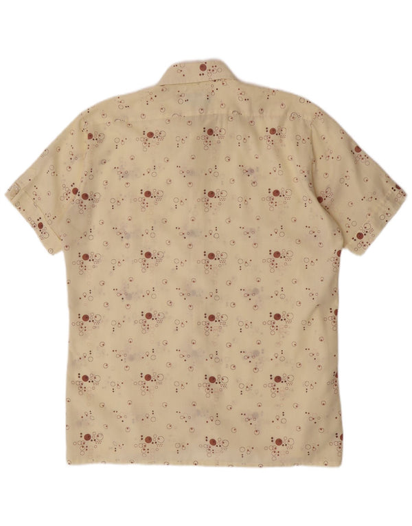Vintage ανδρικό κοντό μανίκι See Through Πουκάμισο Μέγεθος 41 Μεγάλο Μπεζ με στίγματα