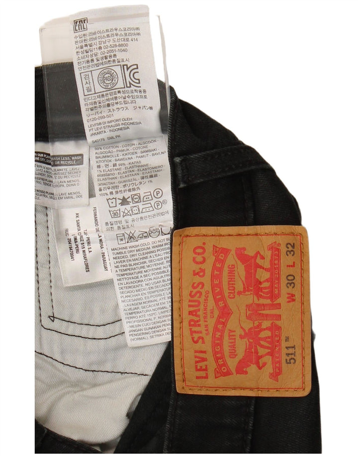 Levi's Mens 511 Slim Jeans W30 L29 Μαύρο βαμβακερό