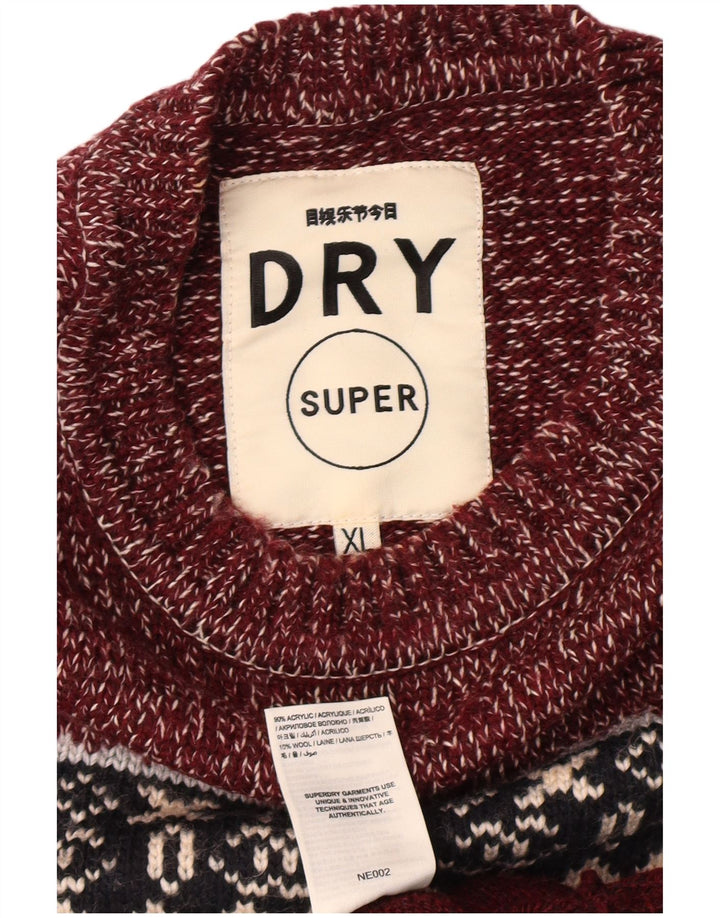 Ανδρικό πουλόβερ SUPERDRY Crew Neck Jumper XL Burgundy Fair Isle Classic