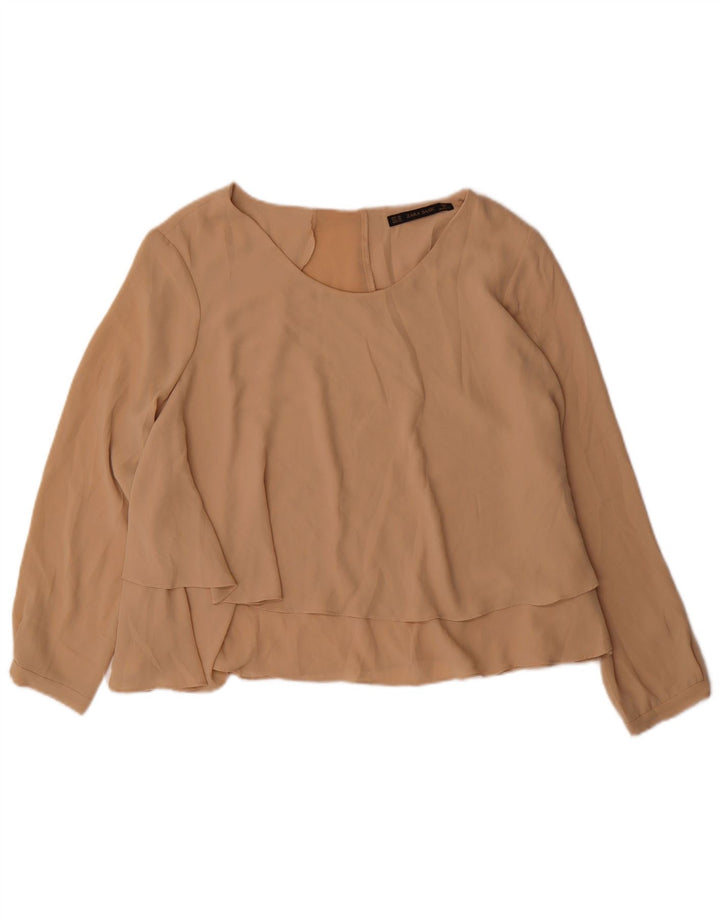 Zara Γυναικείο πουκάμισο Μπλούζα UK 18 XL Beige Polyester