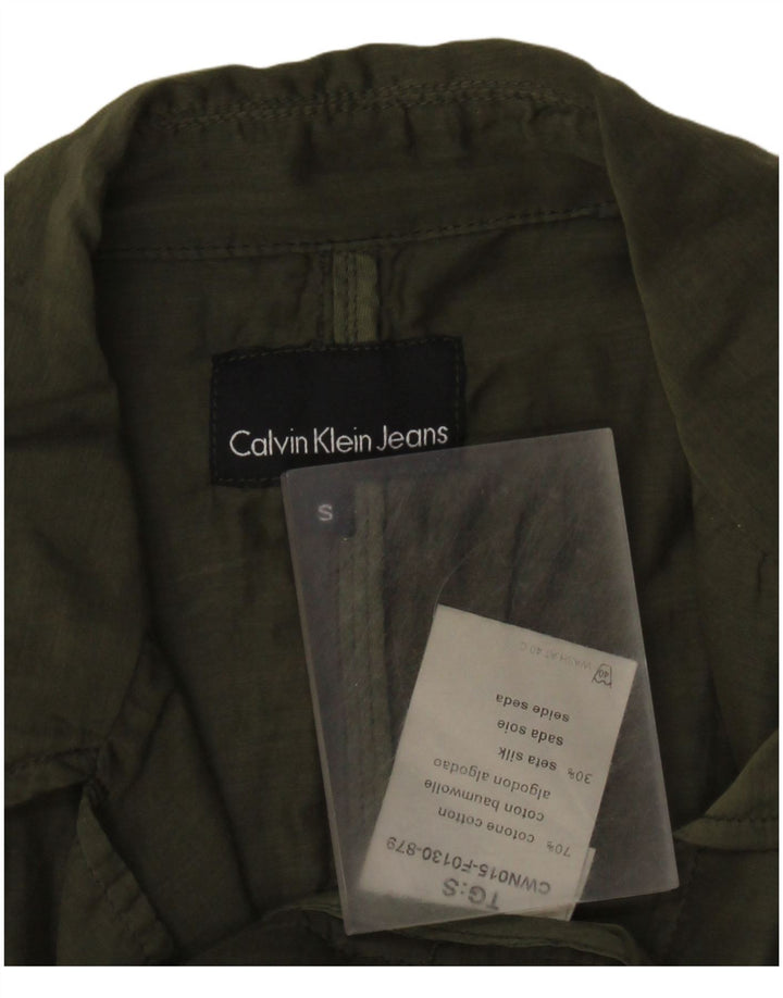 Calvin Klein Jeans Γυναικείο σακάκι με 2 κουμπιά σακάκι UK 10 μικρό πράσινο βαμβακερό
