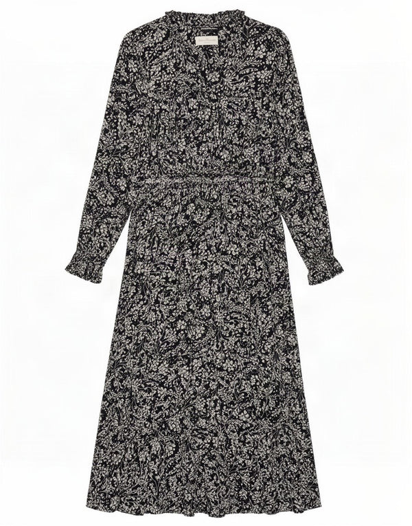 Marks & Spencer Γυναικείο μακρυμάνικο μάξι φόρεμα UK 10 Small Navy Blue Floral
