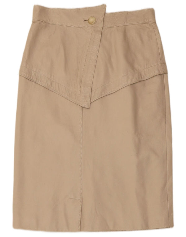 Vintage Γυναικεία Δερμάτινη Φούστα W28 Medium Beige