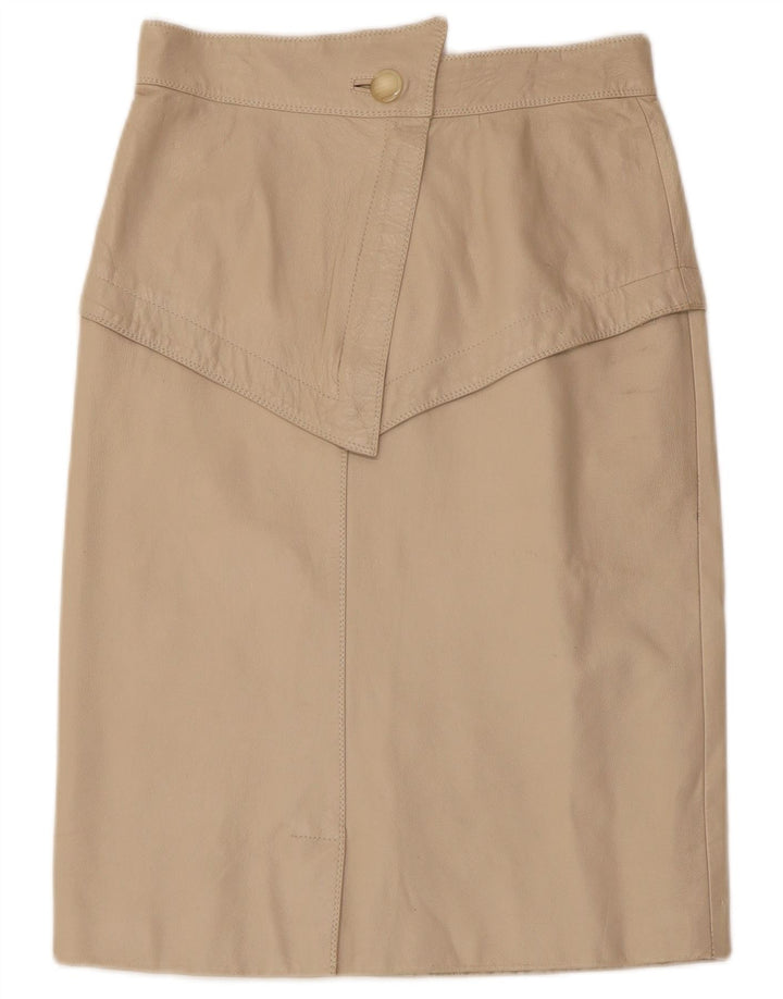 Vintage Γυναικεία Δερμάτινη Φούστα W28 Medium Beige