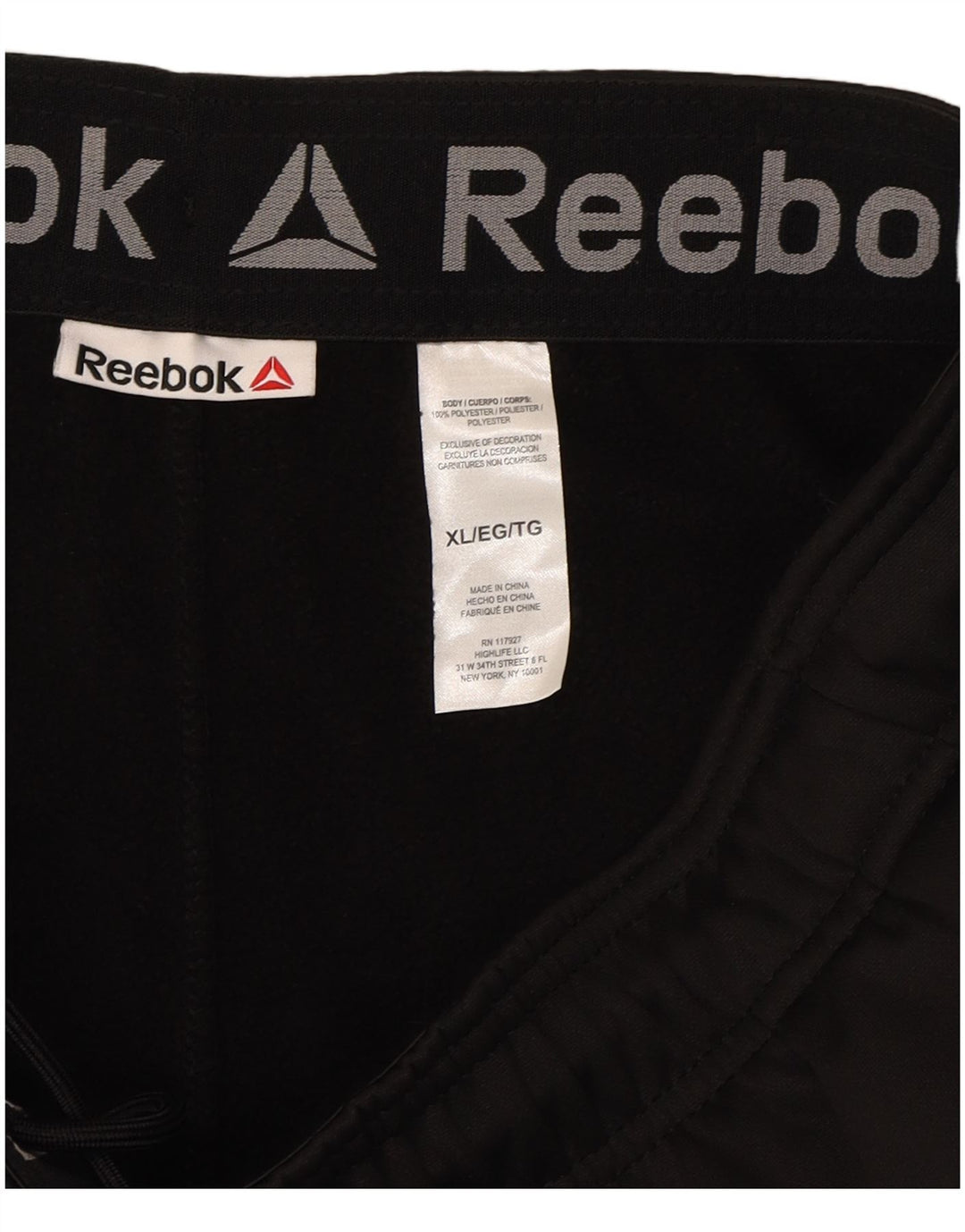 REEBOK Mens Tracksuit Trousers Joggers XL  Black Polyester