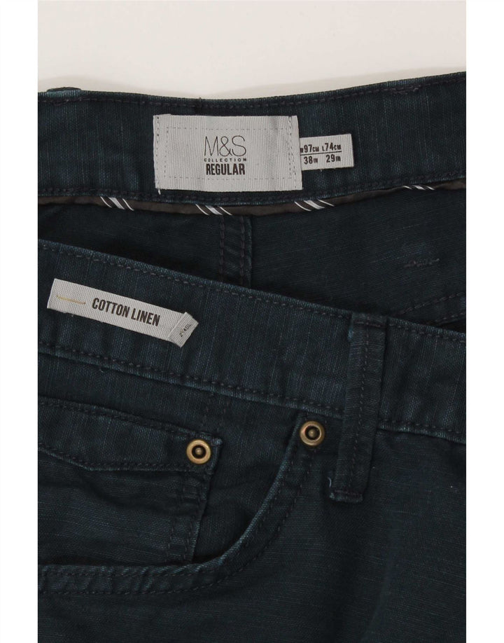 Ανδρικό καθημερινό παντελόνι Marks & Spencer W38 L29 Navy Blue Cotton
