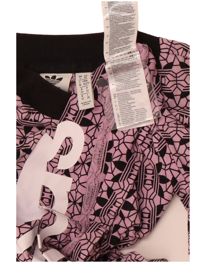 Γυναικείο γραφικό μπλουζάκι ADIDAS Oversized Crop Top UK 6 XS Μωβ βαμβακερό