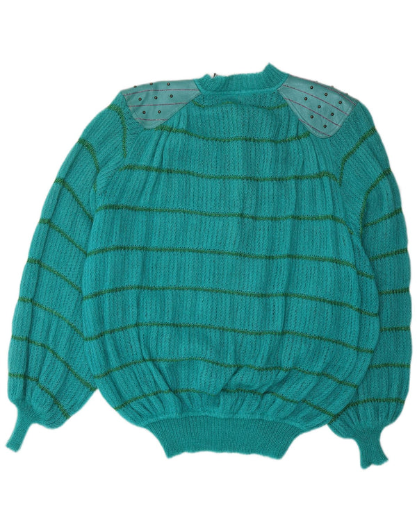 La Maison Blu Womens Oversized Cardigan Sweater UK 18 XL Turquoise Striped