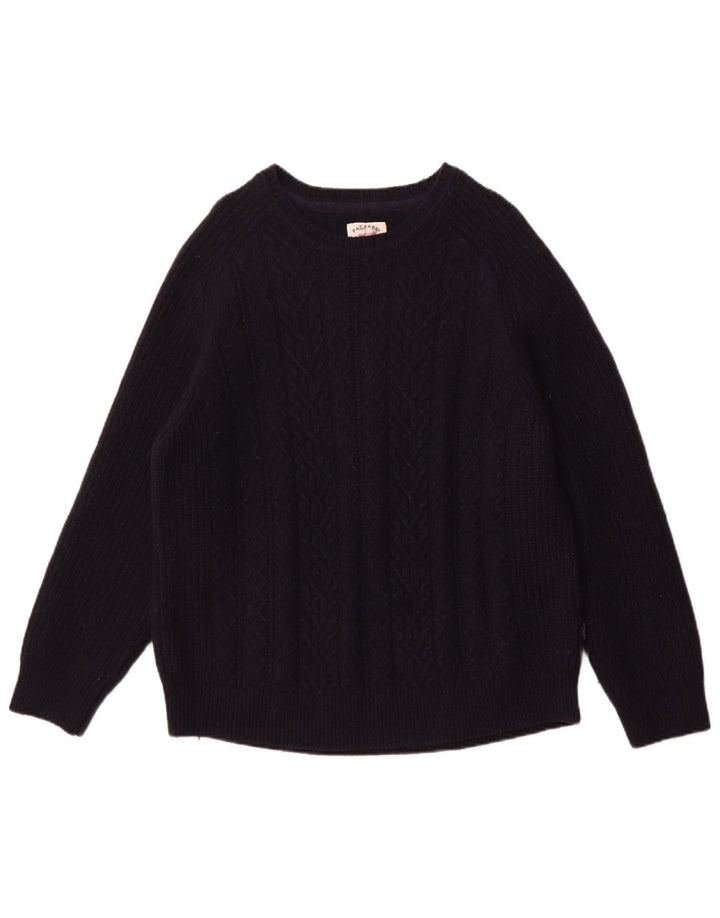 Fat Face Γυναικείο πουλόβερ με λαιμόκοψη UK 22 3XL Navy Blue Wool