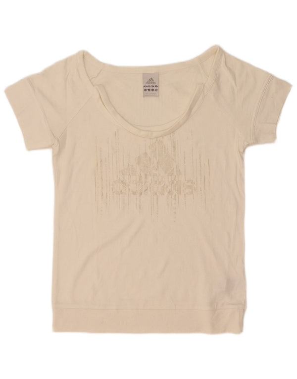 Adidas Γυναικείο T-Shirt Top UK 10 Small White Βαμβακερό