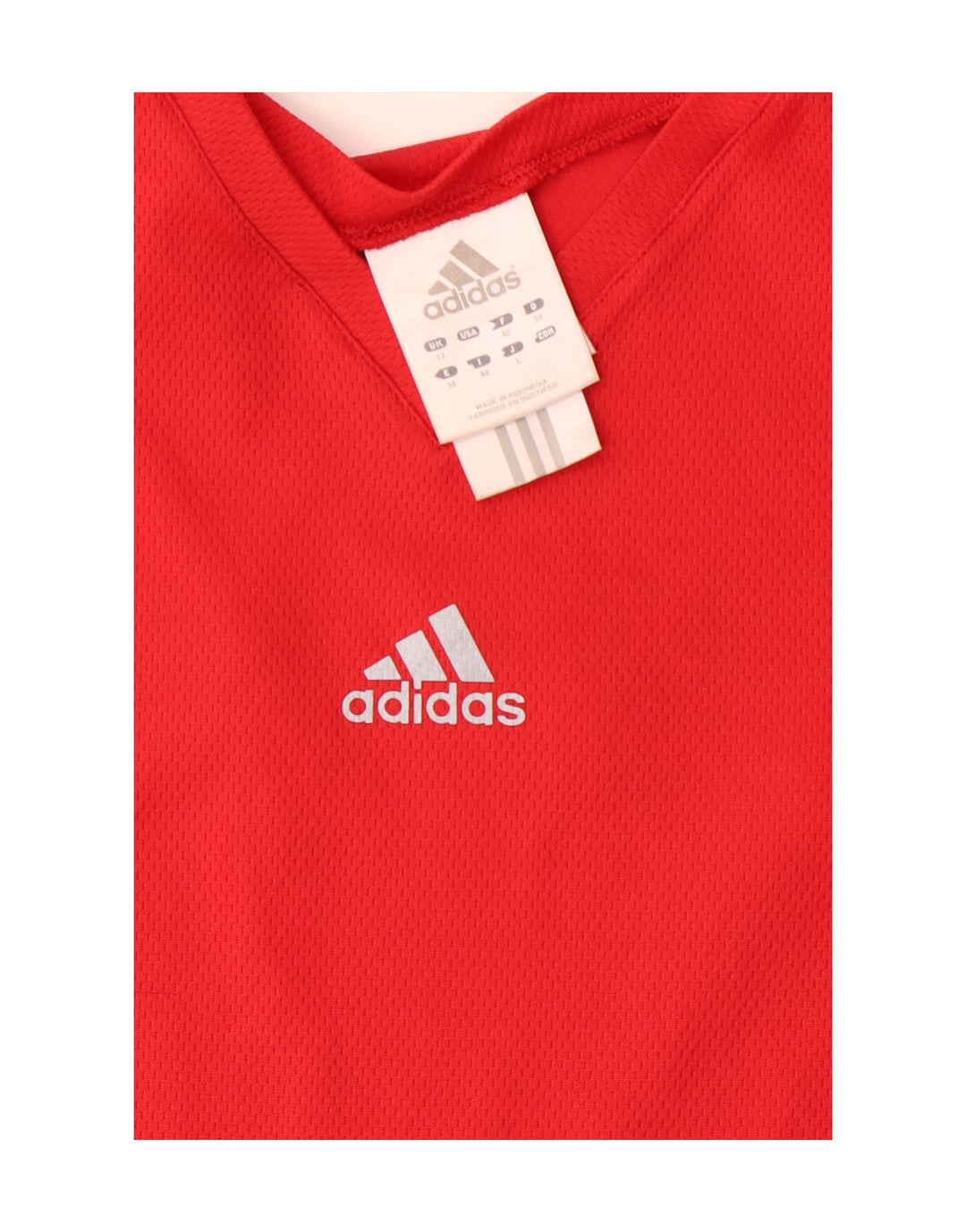 ADIDAS Womens T-Shirt Top UK 12 Medium  Red Colourblock Polyester Vintage Adidas and Second-Hand Adidas from Messina Hembry 