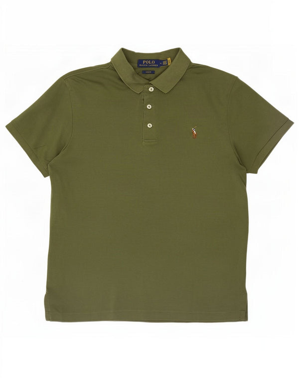 Polo Ralph Lauren Mens Slim Fit Polo Shirt Medium Khaki Cotton