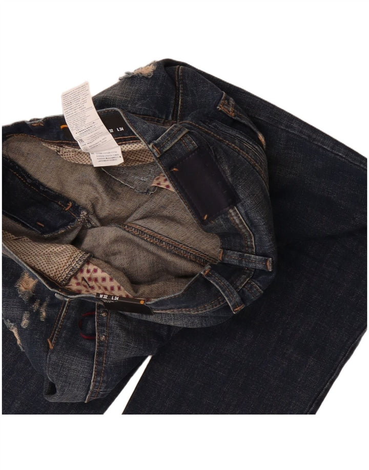 Sisley Womens Stockholm Distressed Slim Jeans W32 L34 Blue Cotton