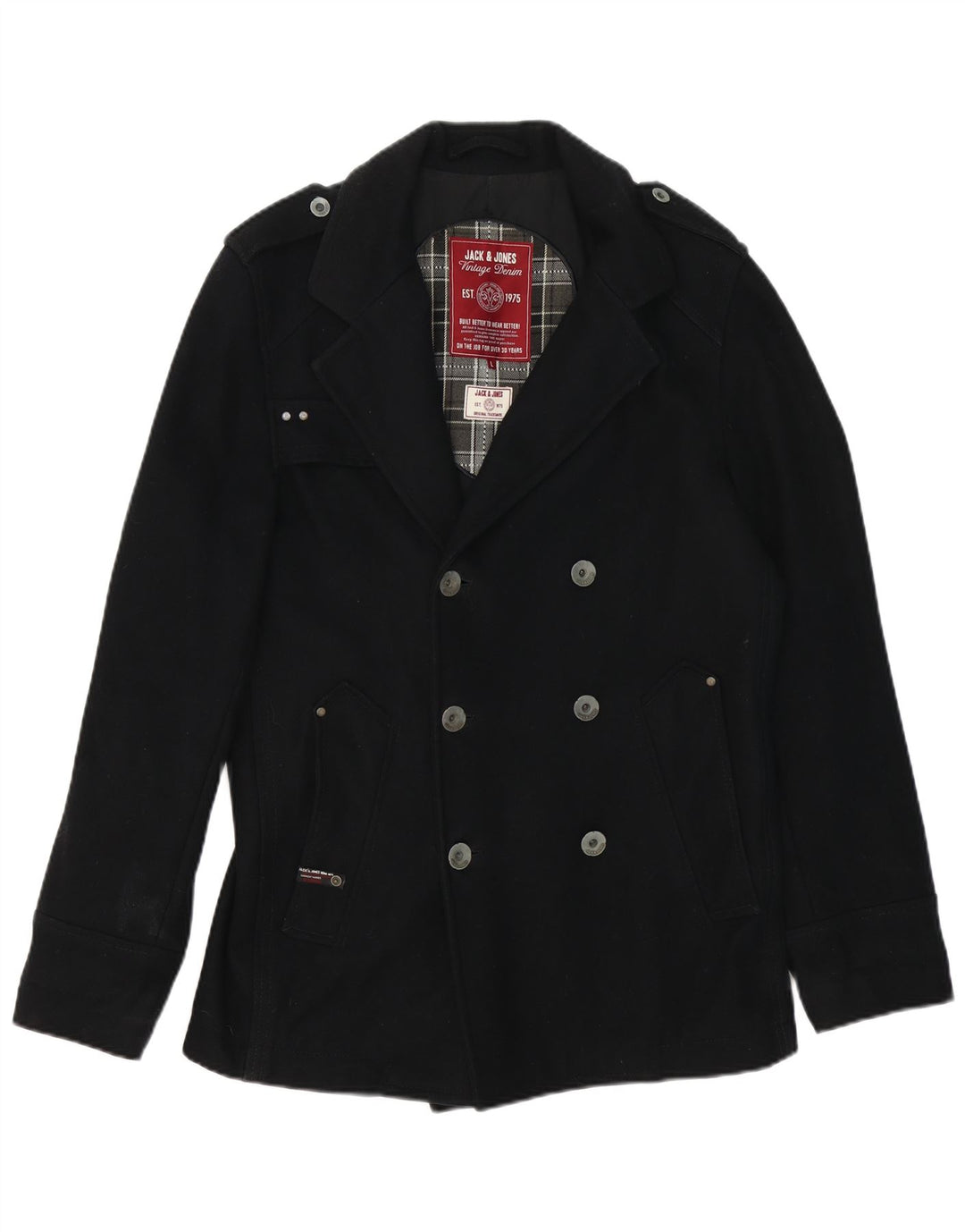 Jack & Jones Ανδρικό παλτό μπιζελιού UK 40 μεγάλο μαύρο