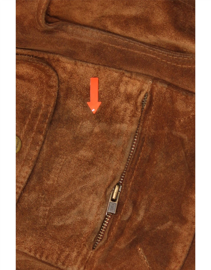 VINTAGE Ανδρικό Suede Jacket UK 40 Large Brown Δερμάτινο