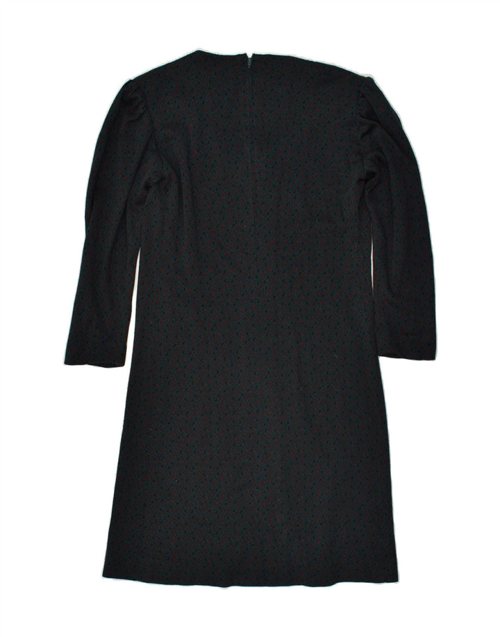 VINTAGE Womens Basic Dress UK 12 Medium  Navy Blue Geometric | Vintage Vintage | Thrift | Second-Hand Vintage | Used Clothing | Messina Hembry 