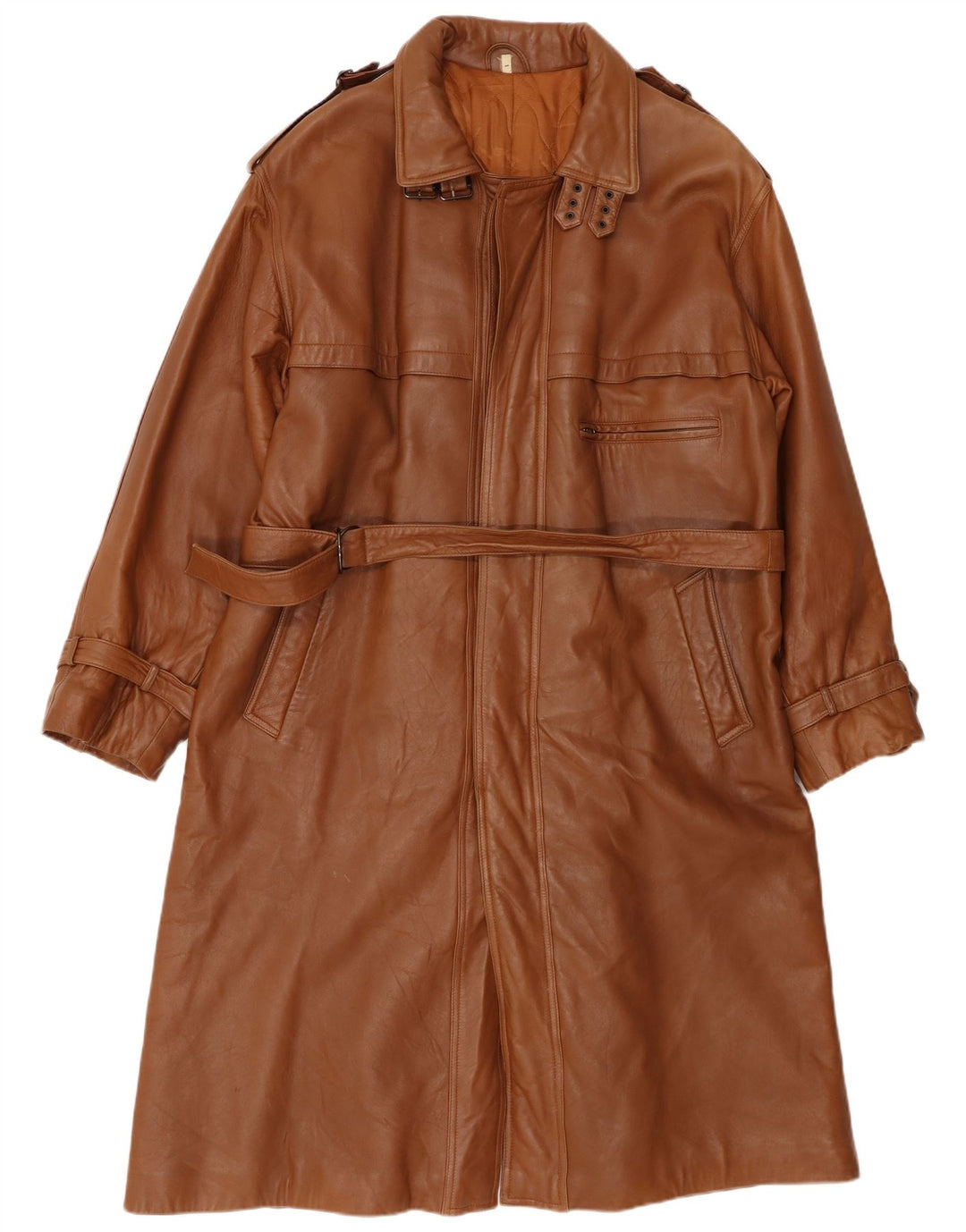 VINTAGE Ανδρικό δερμάτινο παλτό UK 40 Μεγάλο καφέ δέρμα