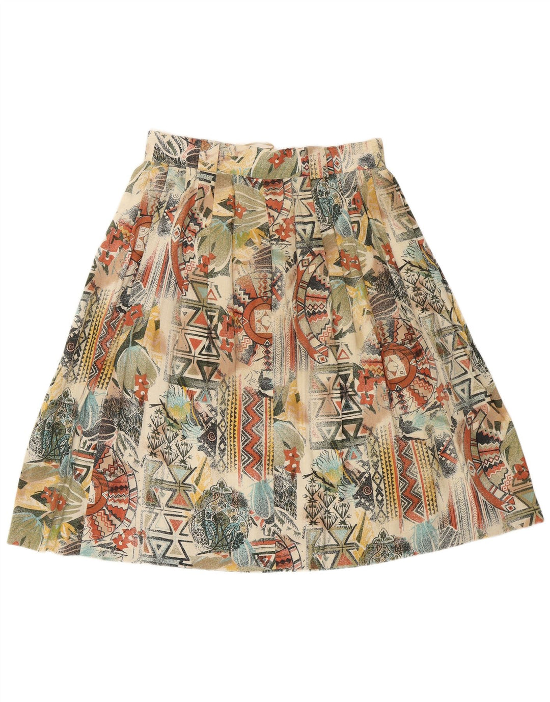 VINTAGE Γυναικεία πλισέ φούστα UK 16 Μεγάλη W32 Πολύχρωμη Γεωμετρική