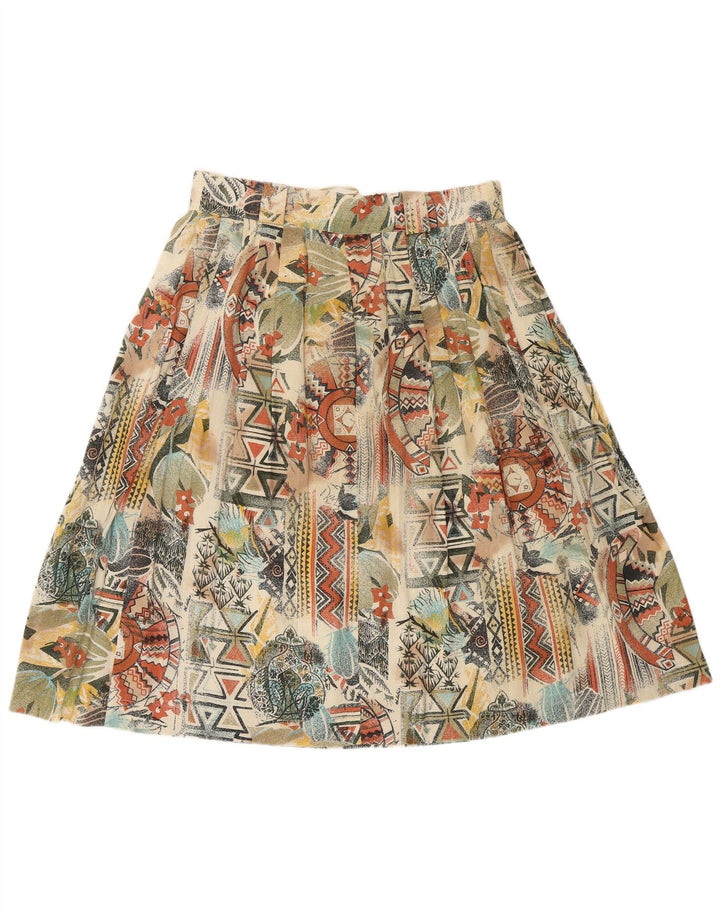 VINTAGE Γυναικεία πλισέ φούστα UK 16 Μεγάλη W32 Πολύχρωμη Γεωμετρική