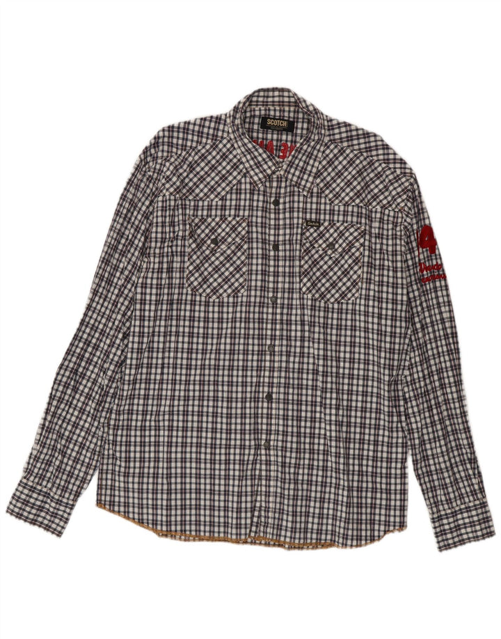 Ανδρικό γραφικό πουκάμισο Scotch & Soda 2XL Black Check Cotton