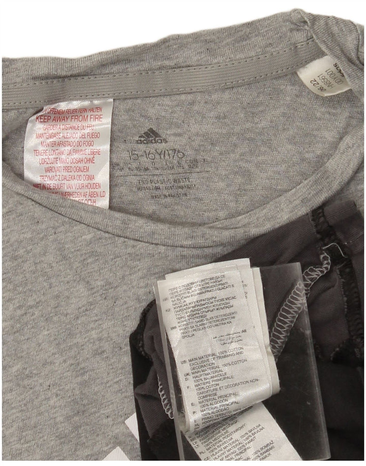 Γραφικό μπλουζάκι ADIDAS για αγόρια τοπ 15-16 ετών Γκρι χρώματος βαμβακερό