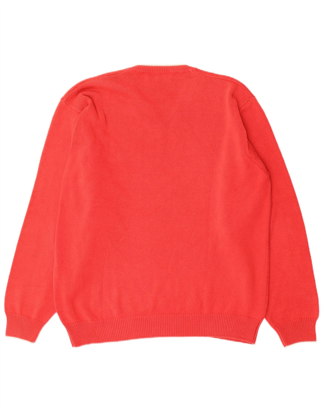 FRED PERRY Ανδρικό πουλόβερ με λαιμόκοψη με V λαιμόκοψη Μεσαίο κόκκινο βαμβακερό