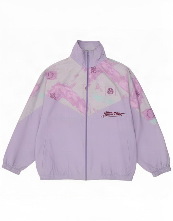Vintage γυναικεία υπερμεγέθη αθλητική φόρμα Top Jacket IT 48 XL Purple Colourblock