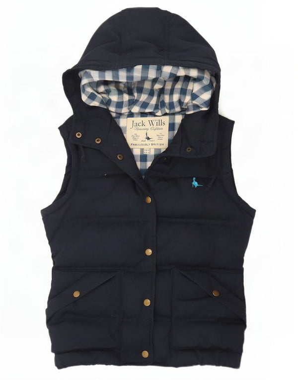 Jack Wills Γυναικεία κουκούλα με επένδυση Gilet UK 10 Small Navy Blue Polyester