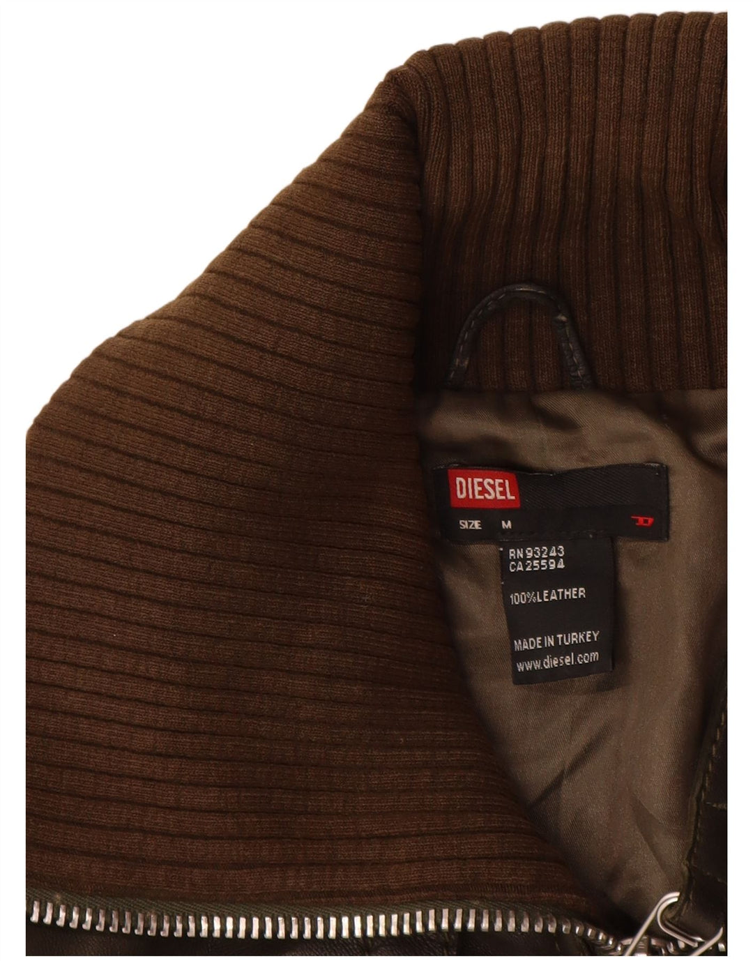 Diesel Γυναικείο Bomber Δερμάτινο Μπουφάν UK 12 Medium Brown Δερμάτινο