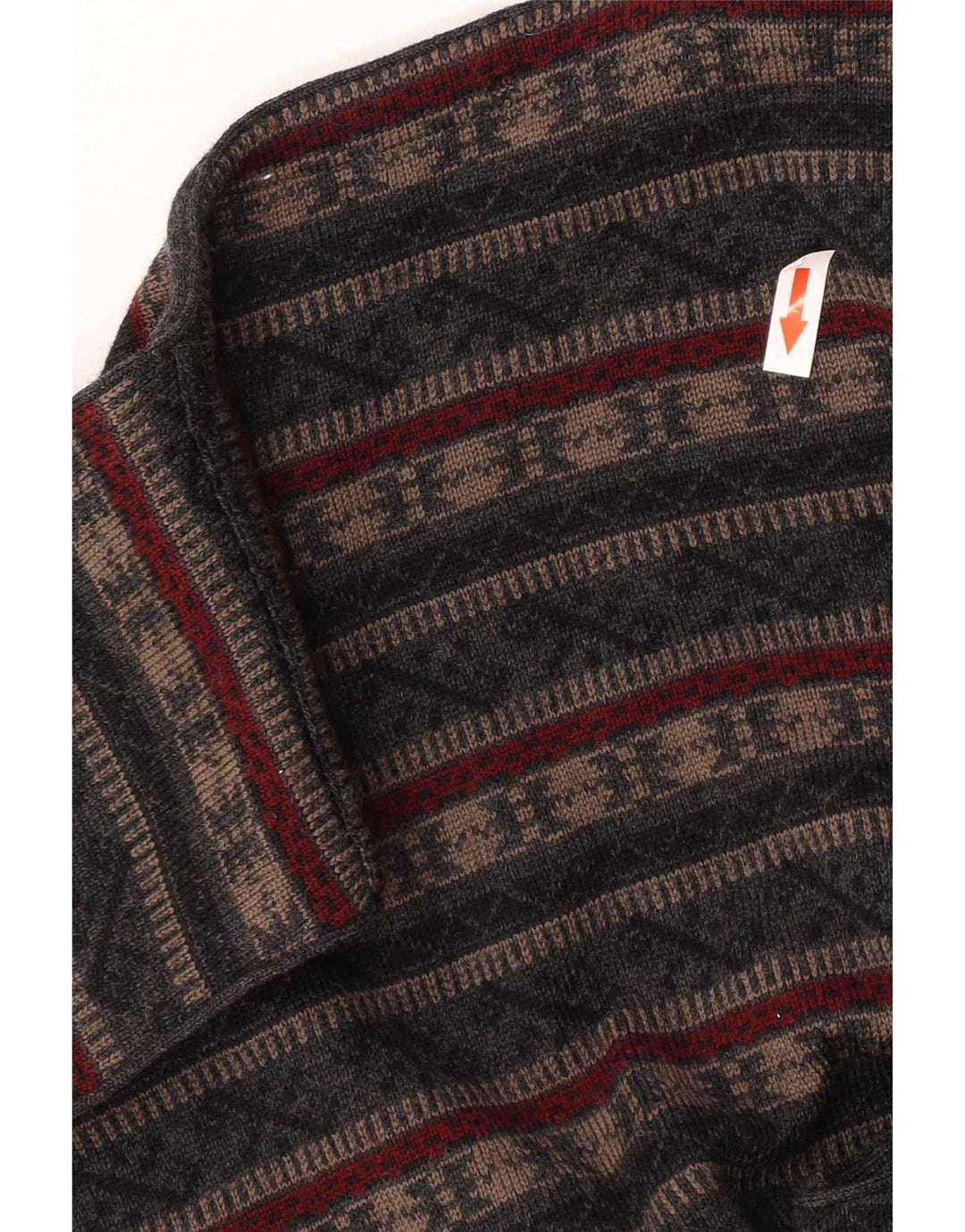 Vintage ανδρικό πλεκτό γιλέκο Medium Grey Fair Isle Virgin Wool