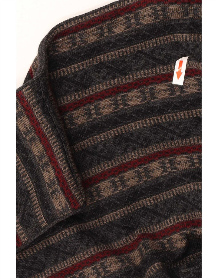 Vintage ανδρικό πλεκτό γιλέκο Medium Grey Fair Isle Virgin Wool