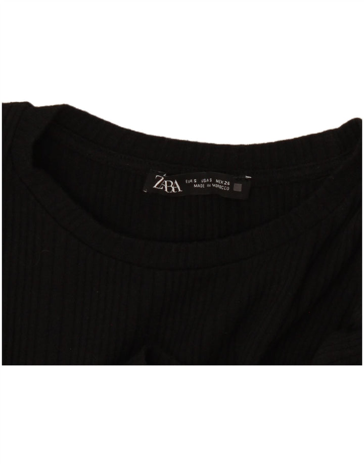 Zara Γυναικεία μακρυμάνικη μπλούζα τοπ UK 10 Small Black