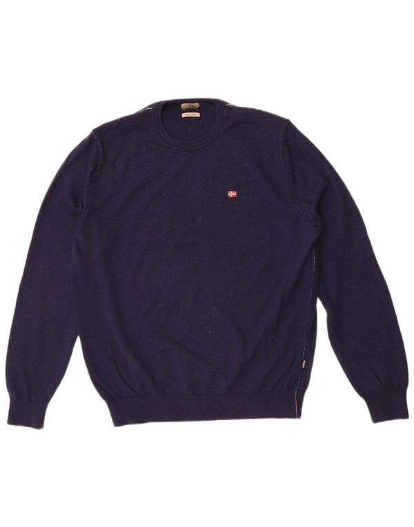 Napapijri Γυναικείο πουλόβερ με λαιμόκοψη UK 16 Large Navy Blue Wool
